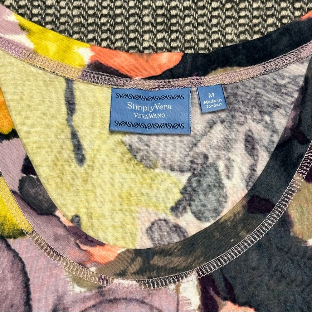 Simply Vera Vera Wang Yellow & Purple Floral Tank Top - Picture 5 of 5